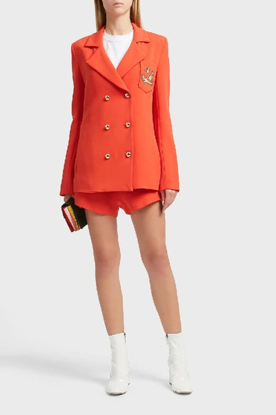 Shop Macgraw Loyal Gold Button Blazer In Red
