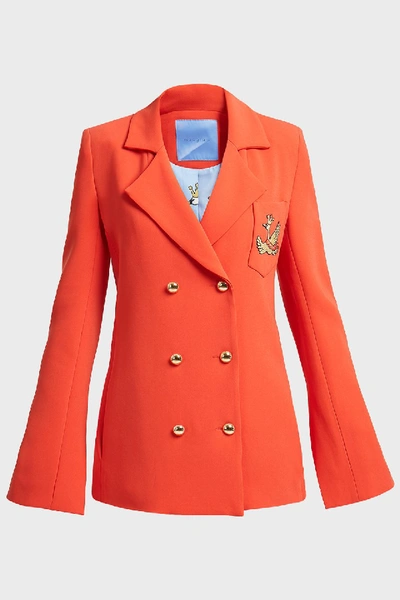 Shop Macgraw Loyal Gold Button Blazer In Red