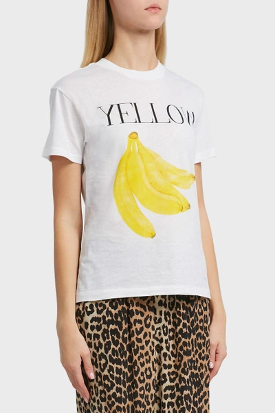 Ganni Harway Bananas Cotton T-shirt In White | ModeSens