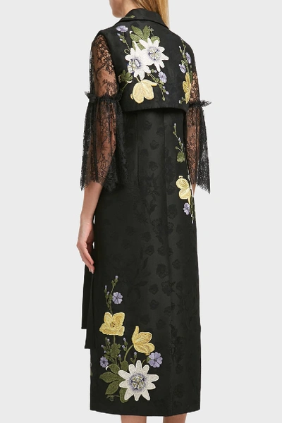 Shop Erdem Rian Floral Print Cotton-blend Long Waistcoat In Multicoloured