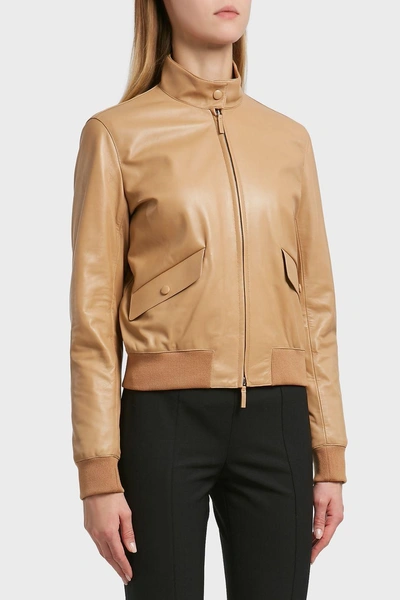 Shop The Row Erhly Leather Jacket In Beige