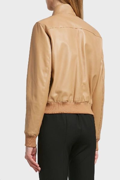 Shop The Row Erhly Leather Jacket In Beige