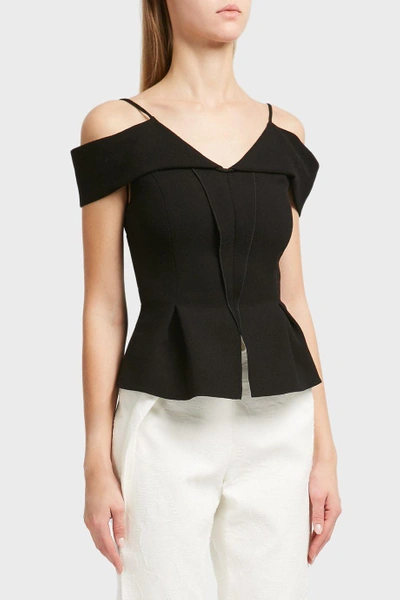 Roland Mouret Stotford Off-shoulder Wool Top In Black