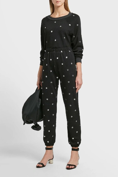 Shop Wildfox Twinkle Star Cotton-blend Trousers In Black