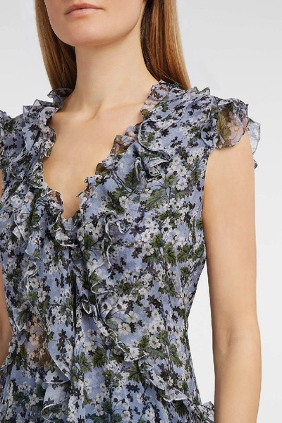 Shop Erdem Regina Ruffled Floral-print Silk-chiffon Top In Multicoloured
