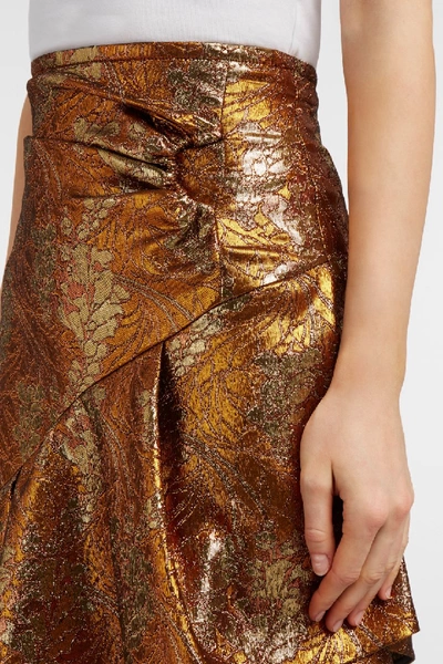 Shop Peter Pilotto Asymmetric Metallic Jacquard Skirt In Copper, Gold And Bronze