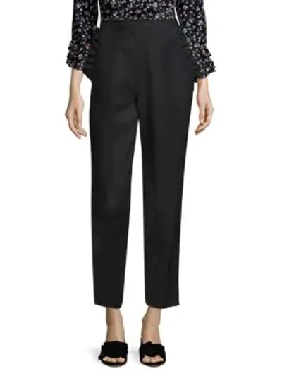 Shop Rebecca Taylor Ruffle Pocket Tapered Pants In Black