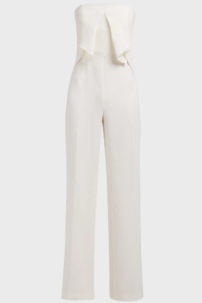 Shop Roland Mouret Wickham Wool-crepe Jumpsuit In White