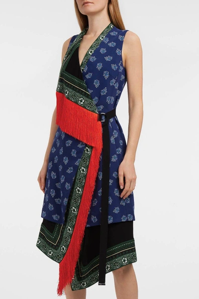 Shop Altuzarra Bina Fringed Printed Jersey Dress In Multicoloured