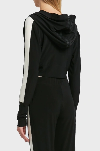 Shop Norma Kamali Side Stripe Hoodie In Black