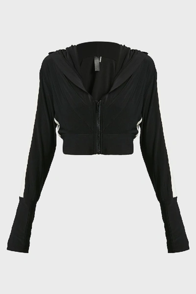 Shop Norma Kamali Side Stripe Hoodie In Black