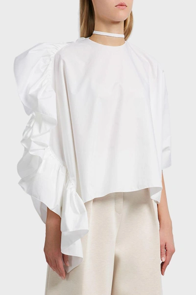 Shop Delpozo Ruffled Cotton Shirt In White
