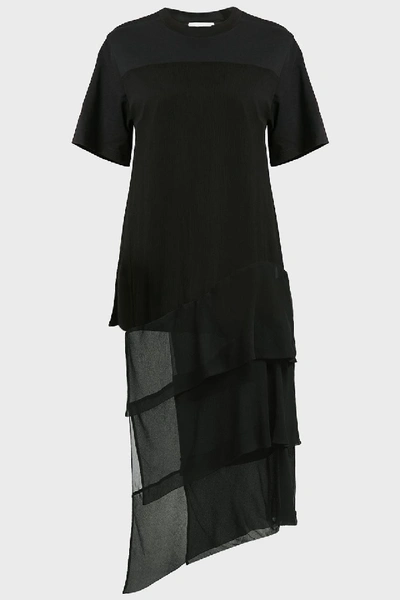 Shop 3.1 Phillip Lim / フィリップ リム Tiered Cotton And Silk T-shirt In Black
