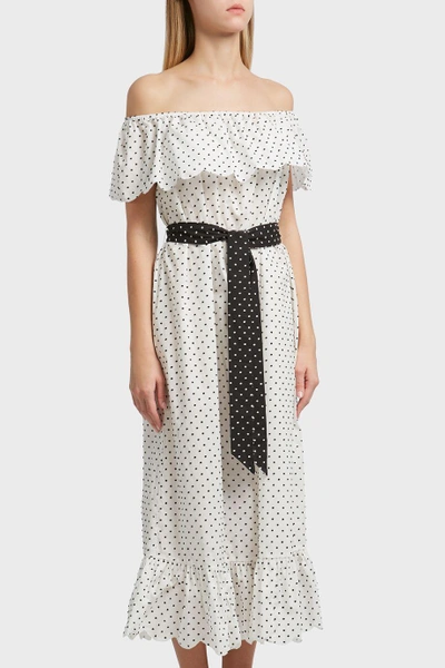 Shop Marysia Victoria Polka Dot Cotton Dress In White And Black