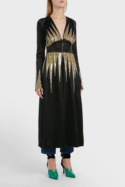 Shop Attico Suzanne Embellished Satin Dress In Black