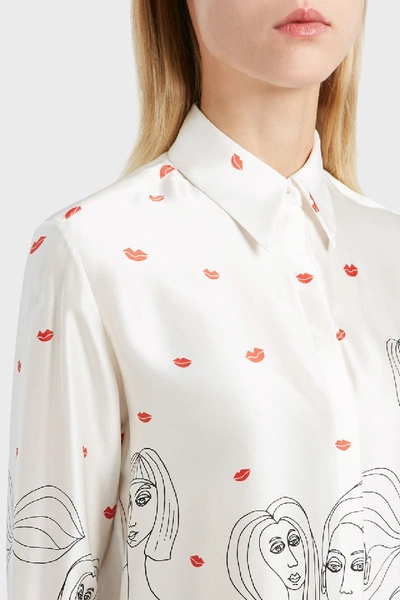 Shop Victoria Victoria Beckham Face Print Silk Shirt In Multicoloured