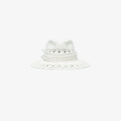 Shop Maison Michel Henrietta Raffia Hat With Bow Detail In White