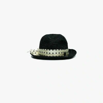 Shop Maison Michel Joseph Polka Dot Straw Hat In Black