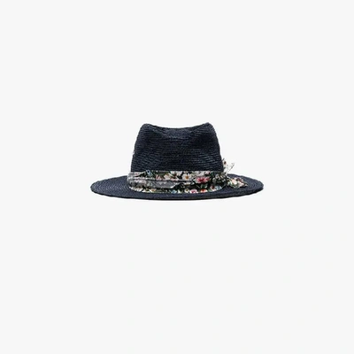 Shop Maison Michel Thadee Straw Hat In Blue