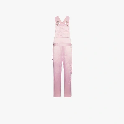 Shop Rosie Assoulin Pink Satin Dungarees In Pink&purple