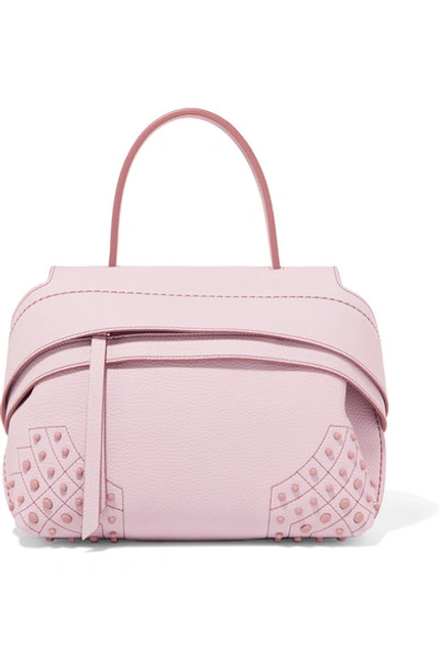 Shop Tod's Wave Mini Studded Textured-leather Tote