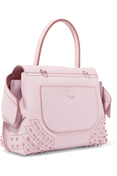 Shop Tod's Wave Mini Studded Textured-leather Tote