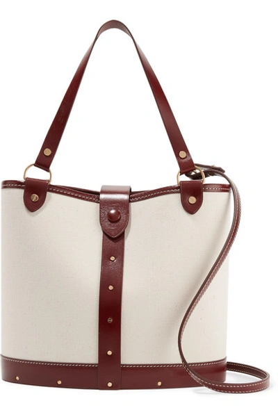 Shop The Row Leather-trimmed Canvas Bucket Bag In White