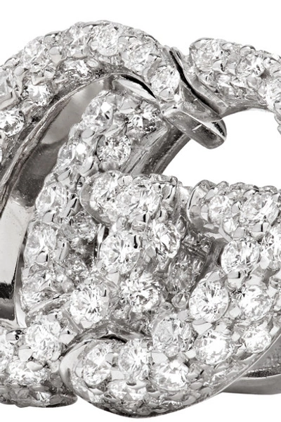 Shop Gucci 18-karat White Gold Diamond Clip Earring