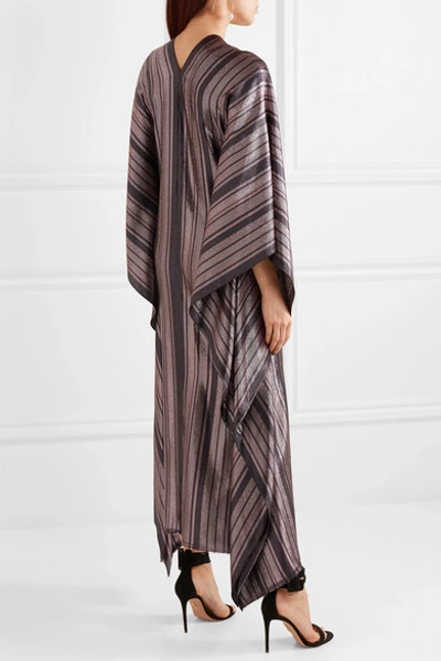 Shop Haney Estelle Metallic Striped Silk-blend Kaftan In Purple