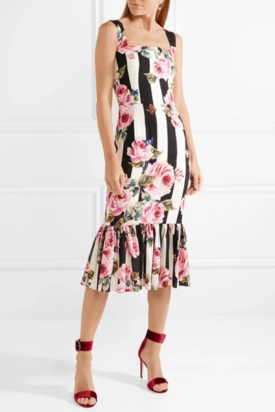 Shop Dolce & Gabbana Printed Silk-blend Midi Dress