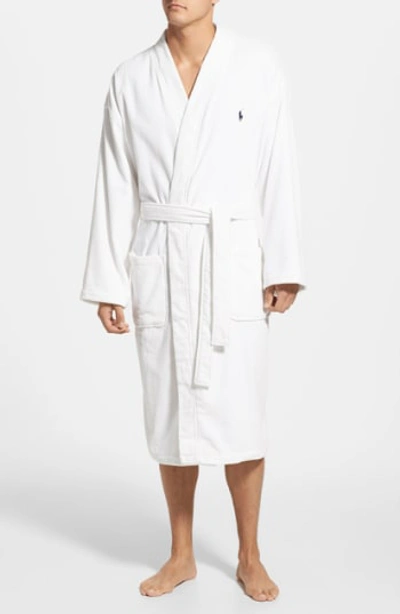 Shop Polo Ralph Lauren Cotton Fleece Robe In White