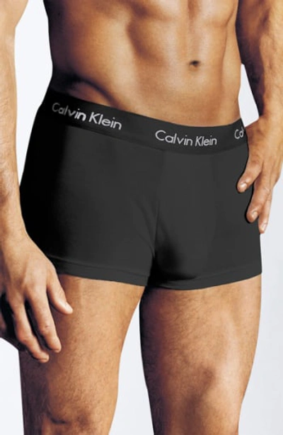 Shop Calvin Klein U5554 Micromodal Trunks In Black