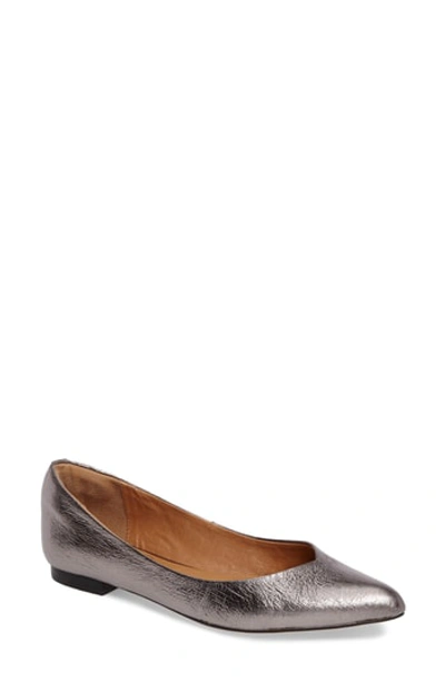 Shop Corso Como Julia Pointy Toe Flat In Pewter Leather