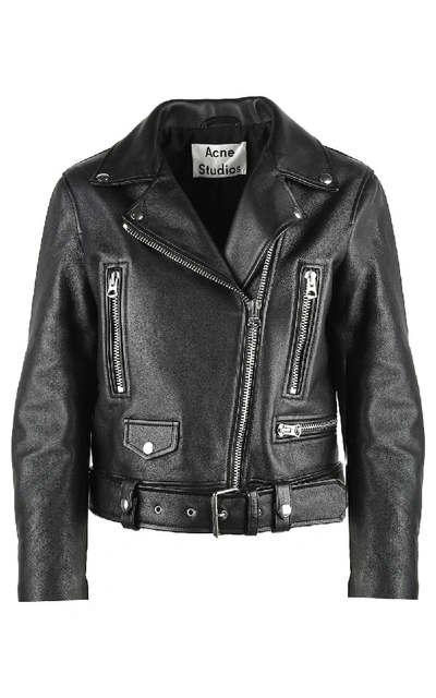 Shop Acne Studios Mock Leather Biker Jacket In Nero