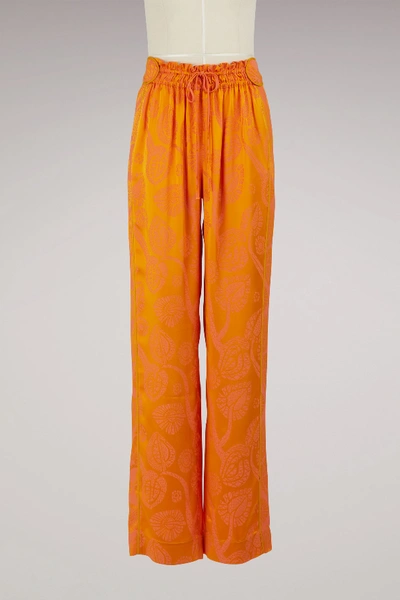 Shop Peter Pilotto Satin Jacquard Pants In Orange