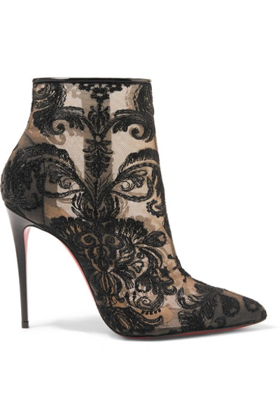 Shop Christian Louboutin Gipsy 100 Guipure Lace Ankle Boots In Black