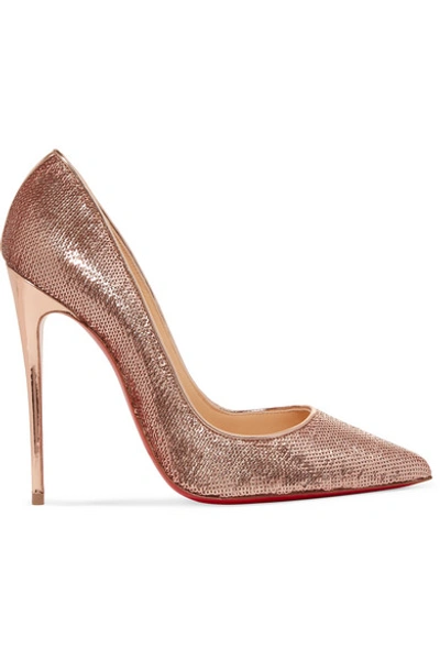 Shop Christian Louboutin So Kate 120 Sequined Canvas Pumps In Gold