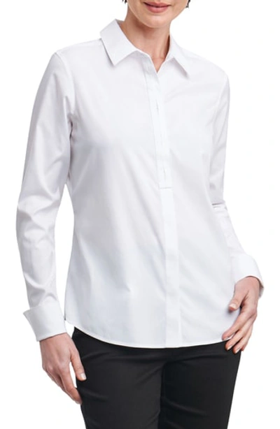 Shop Foxcroft Elise Non-iron Stretch Cotton Shirt In White