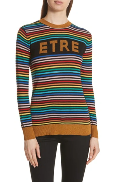 Shop Etre Cecile Stripe Knit Boyfriend Sweater In Multi Stripe