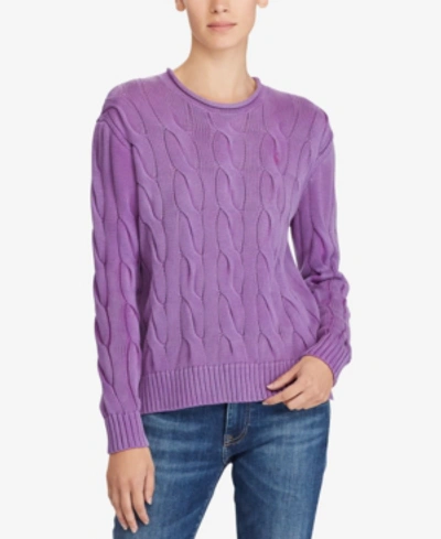 Shop Polo Ralph Lauren Cable-knit Cotton Sweater In Purple