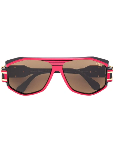 Shop Cazal Oversized Aviator Sunglasses - Red
