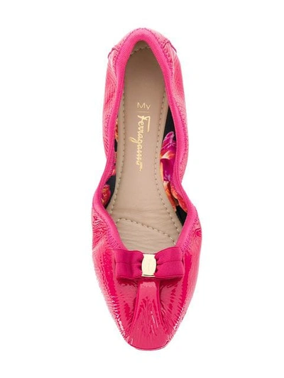 Shop Ferragamo Elasticated Vara Ballerina Shoes