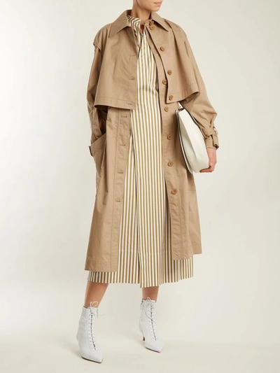Stella Mccartney Caban Elasticated-waist Cotton Trench Coat In Camel |  ModeSens