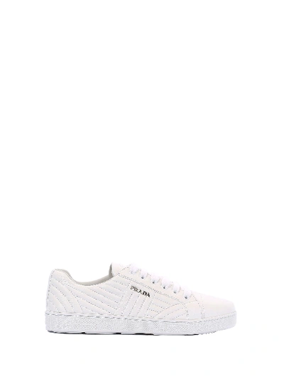 Prada Nappa Leather Sneakers In Bianco | ModeSens