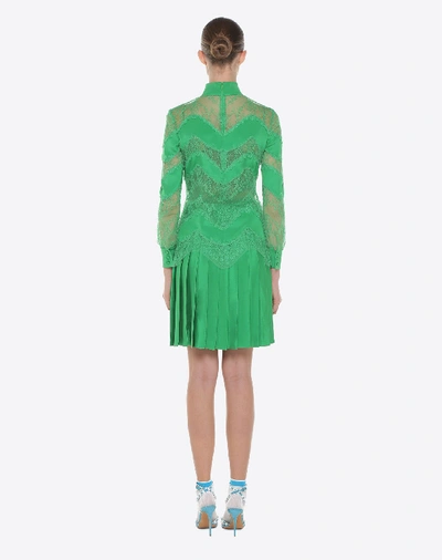 Shop Valentino Silk Drap Dress In Green