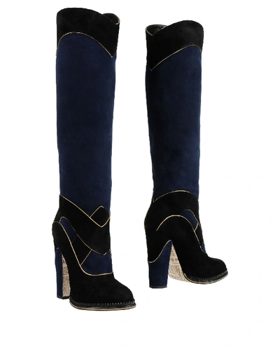 Shop John Galliano Boots In Dark Blue