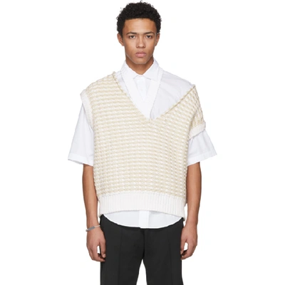 Shop Raf Simons White Cropped Knit Vest