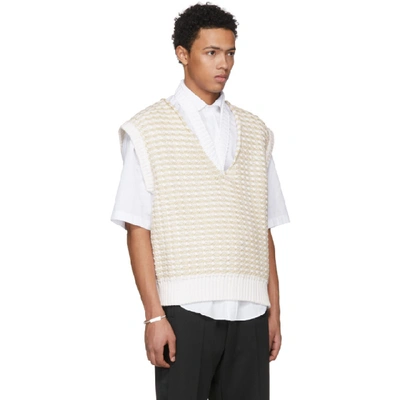 Shop Raf Simons White Cropped Knit Vest