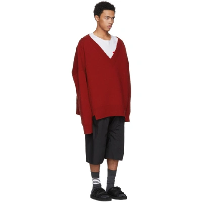 Shop Raf Simons Red Classic Oversized Sweater
