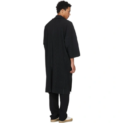 Shop Issey Miyake Black Long Double Pocket Open Coat